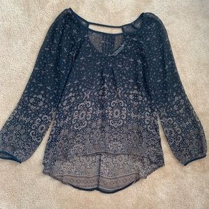 Boho Blu Pepper Black Printed Blouse